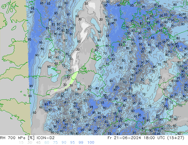 RH 700 hPa ICON-D2 pt. 21.06.2024 18 UTC