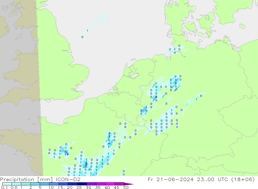 Precipitation ICON-D2 Fr 21.06.2024 00 UTC