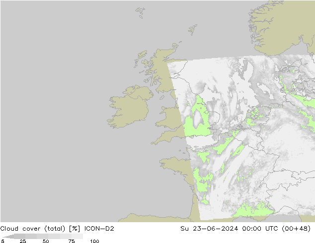 Bulutlar (toplam) ICON-D2 Paz 23.06.2024 00 UTC