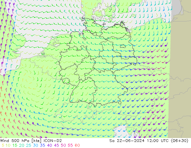 Wind 500 hPa ICON-D2 Sa 22.06.2024 12 UTC