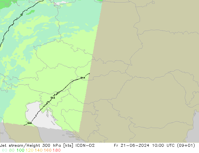 Jet Akımları ICON-D2 Cu 21.06.2024 10 UTC