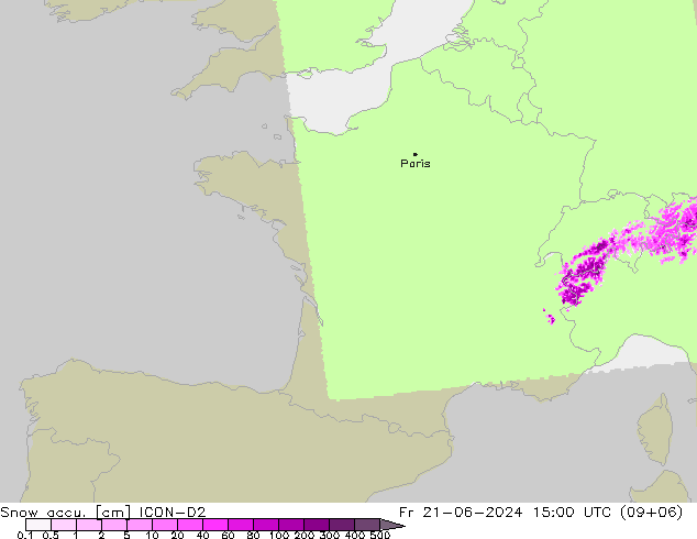 Snow accu. ICON-D2  21.06.2024 15 UTC