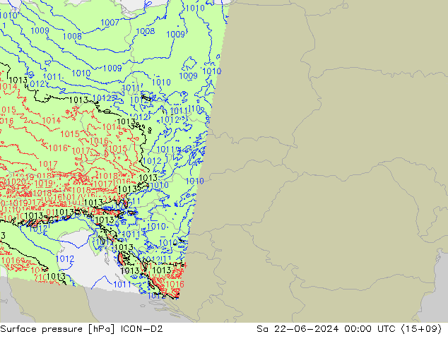 ciśnienie ICON-D2 so. 22.06.2024 00 UTC