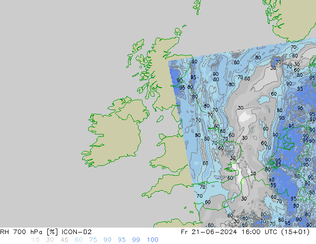 RH 700 hPa ICON-D2 Fr 21.06.2024 16 UTC