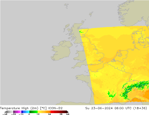 Max.  (2m) ICON-D2  23.06.2024 06 UTC