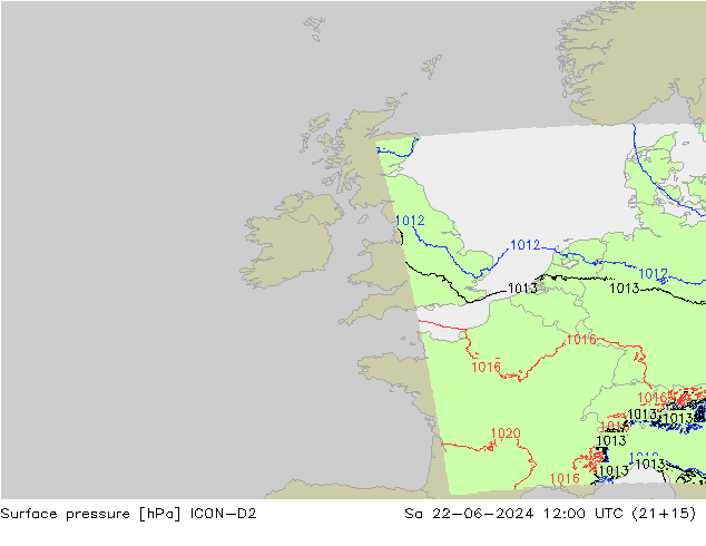 ciśnienie ICON-D2 so. 22.06.2024 12 UTC