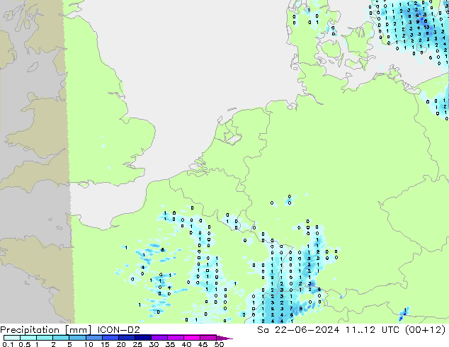 Précipitation ICON-D2 sam 22.06.2024 12 UTC