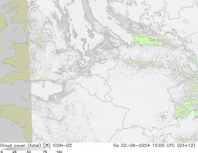 Wolken (gesamt) ICON-D2 Sa 22.06.2024 15 UTC