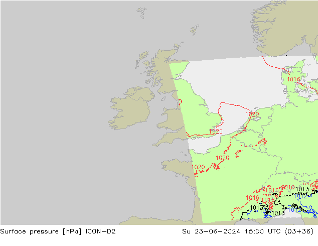 Bodendruck ICON-D2 So 23.06.2024 15 UTC