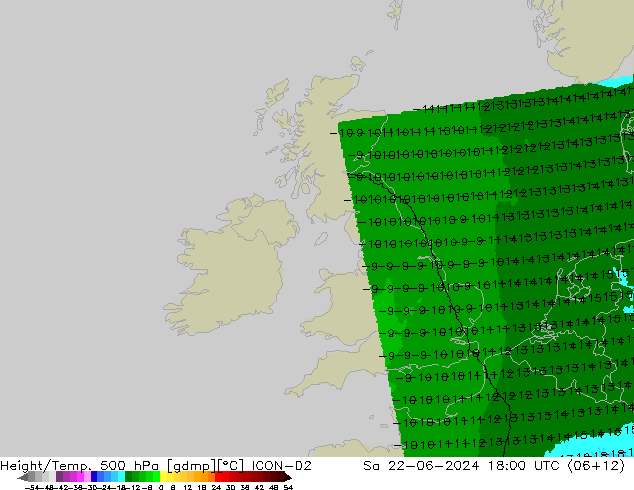 Height/Temp. 500 гПа ICON-D2 сб 22.06.2024 18 UTC