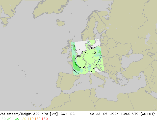高速氣流 ICON-D2 星期六 22.06.2024 10 UTC