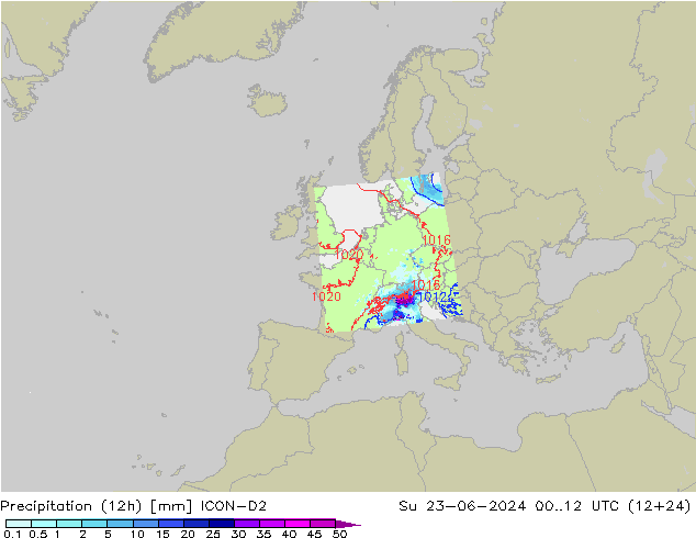 opad (12h) ICON-D2 nie. 23.06.2024 12 UTC