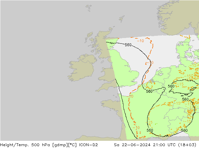 Yükseklik/Sıc. 500 hPa ICON-D2 Cts 22.06.2024 21 UTC