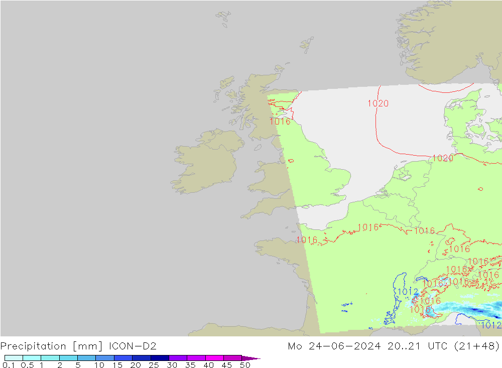 Precipitation ICON-D2 Mo 24.06.2024 21 UTC