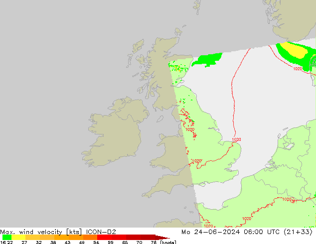 Max. wind velocity ICON-D2 Seg 24.06.2024 06 UTC