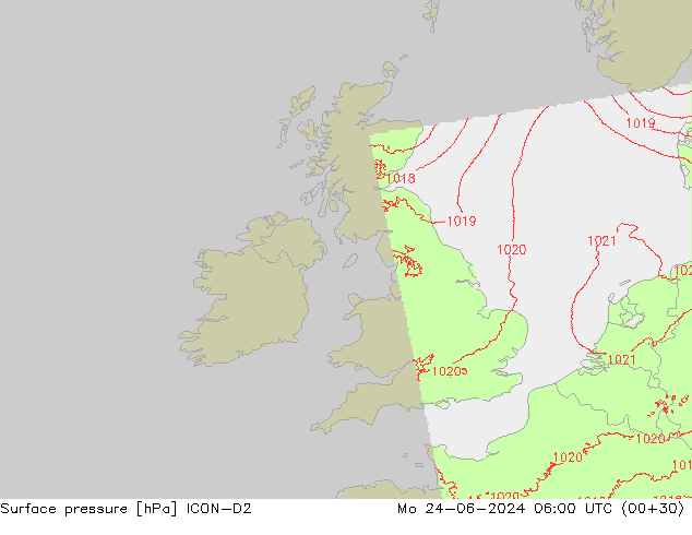 Yer basıncı ICON-D2 Pzt 24.06.2024 06 UTC