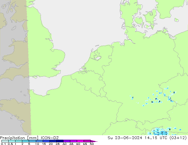 降水 ICON-D2 星期日 23.06.2024 15 UTC