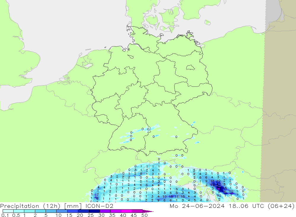 Precipitação (12h) ICON-D2 Seg 24.06.2024 06 UTC