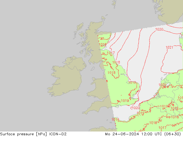 Bodendruck ICON-D2 Mo 24.06.2024 12 UTC