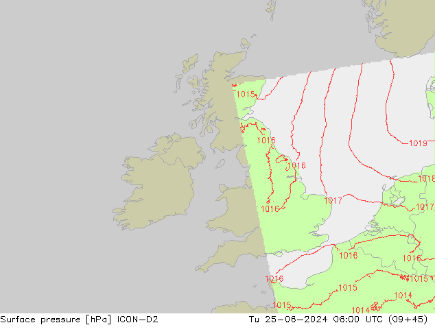 Yer basıncı ICON-D2 Sa 25.06.2024 06 UTC