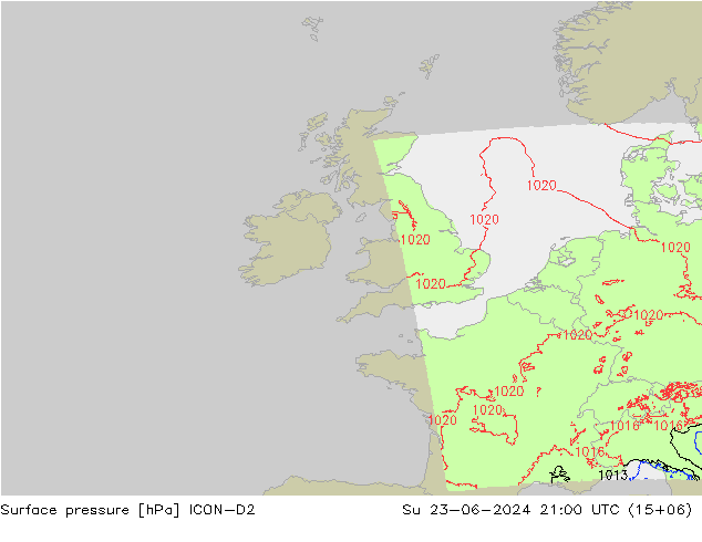 ciśnienie ICON-D2 nie. 23.06.2024 21 UTC