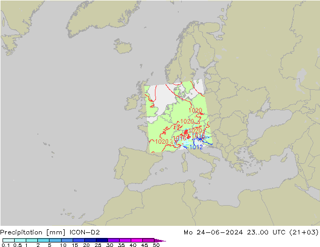 降水 ICON-D2 星期一 24.06.2024 00 UTC