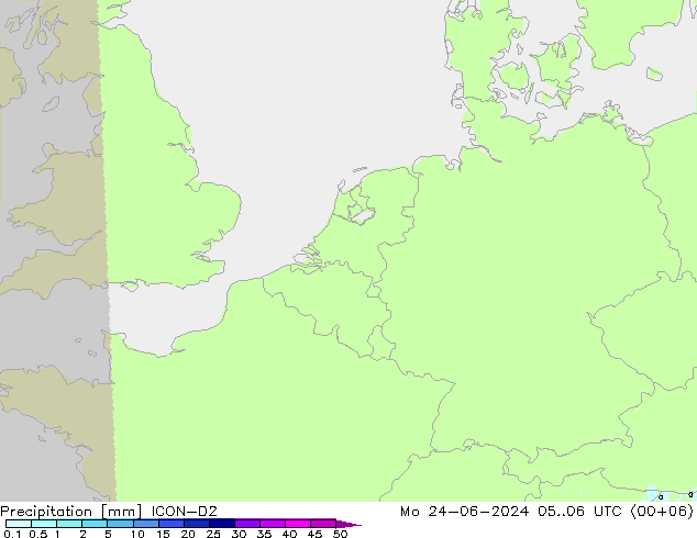 降水 ICON-D2 星期一 24.06.2024 06 UTC