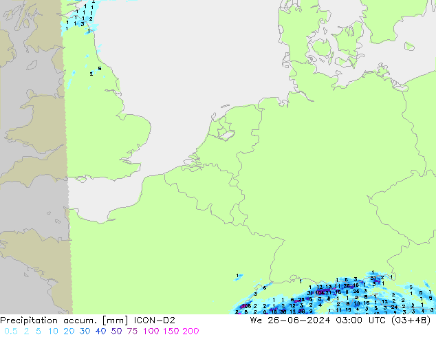 Précipitation accum. ICON-D2 mer 26.06.2024 03 UTC