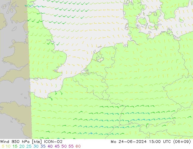 Wind 850 hPa ICON-D2 Mo 24.06.2024 15 UTC