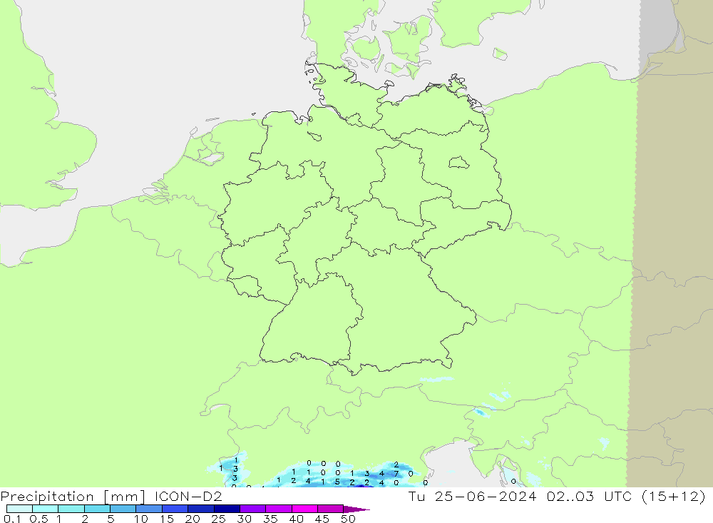 Precipitazione ICON-D2 mar 25.06.2024 03 UTC