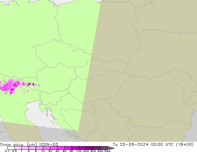 Snow accu. ICON-D2  25.06.2024 00 UTC