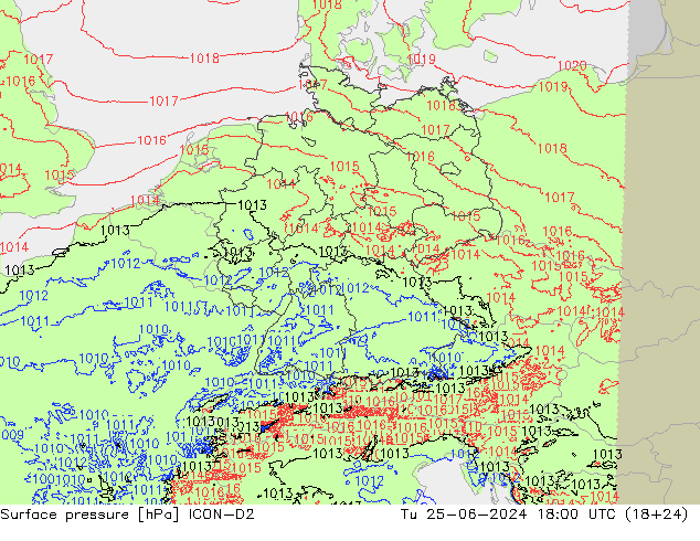 pression de l'air ICON-D2 mar 25.06.2024 18 UTC