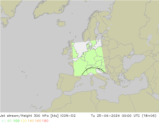 Jet stream/Height 300 hPa ICON-D2 Tu 25.06.2024 00 UTC