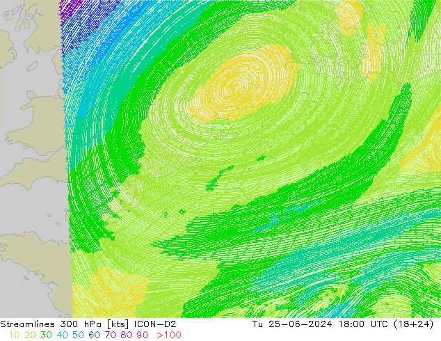  300 hPa ICON-D2  25.06.2024 18 UTC