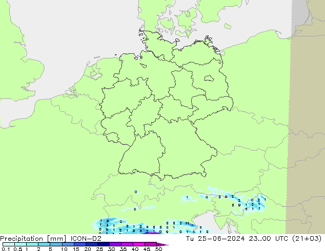 Precipitación ICON-D2 mar 25.06.2024 00 UTC