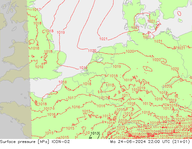 pression de l'air ICON-D2 lun 24.06.2024 22 UTC