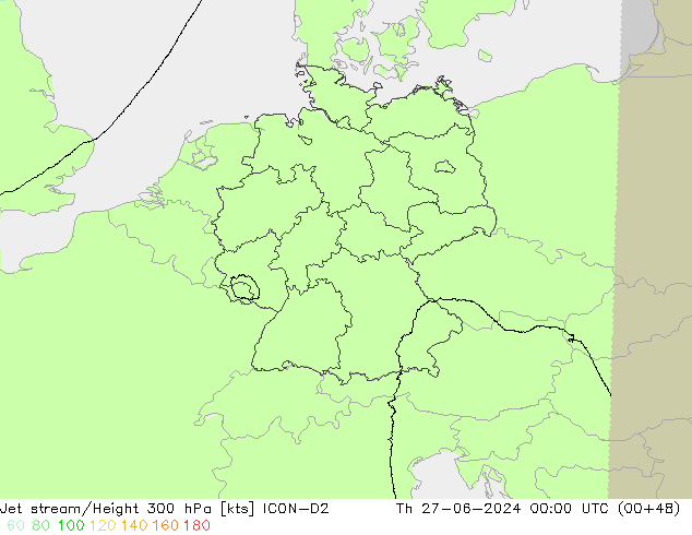 Prąd strumieniowy ICON-D2 czw. 27.06.2024 00 UTC