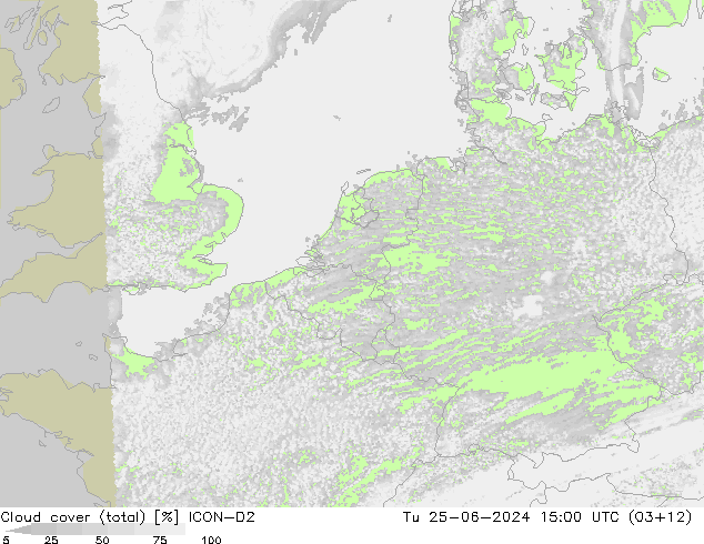 Bulutlar (toplam) ICON-D2 Sa 25.06.2024 15 UTC