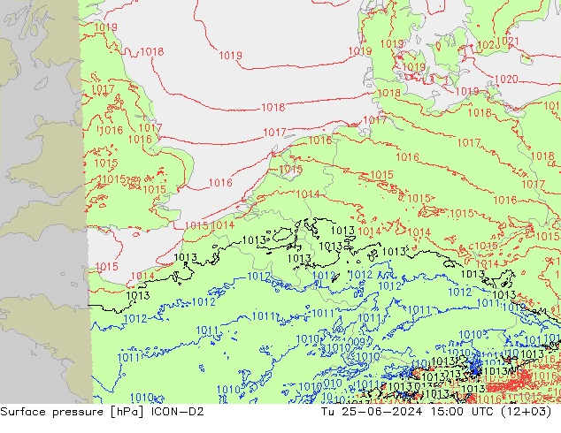 Bodendruck ICON-D2 Di 25.06.2024 15 UTC