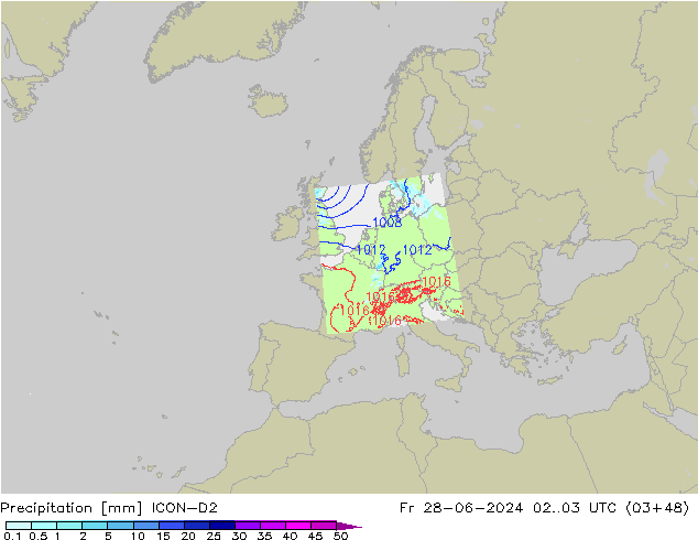 Precipitación ICON-D2 vie 28.06.2024 03 UTC