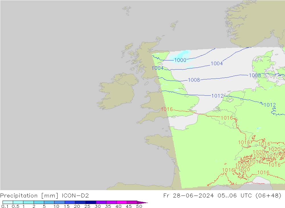 Neerslag ICON-D2 vr 28.06.2024 06 UTC