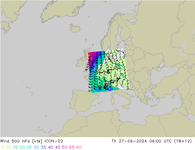 Wind 500 hPa ICON-D2 do 27.06.2024 06 UTC