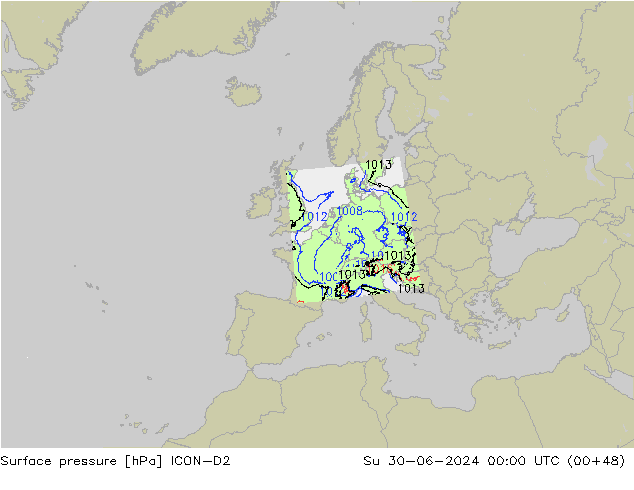 приземное давление ICON-D2 Вс 30.06.2024 00 UTC