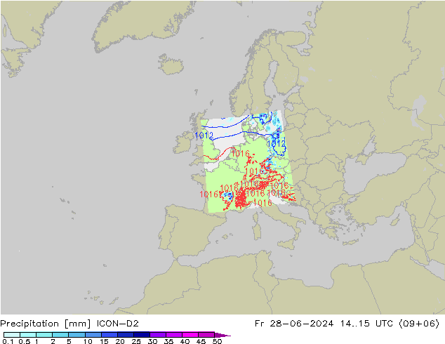 降水 ICON-D2 星期五 28.06.2024 15 UTC