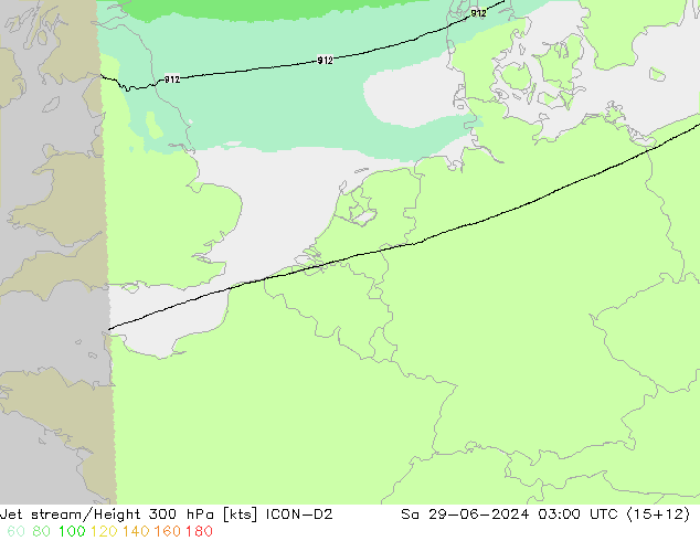 高速氣流 ICON-D2 星期六 29.06.2024 03 UTC