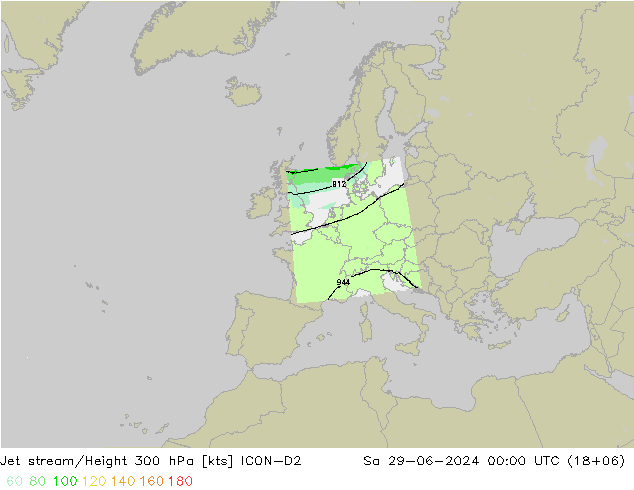 高速氣流 ICON-D2 星期六 29.06.2024 00 UTC