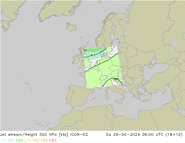 高速氣流 ICON-D2 星期六 29.06.2024 06 UTC