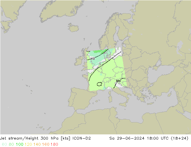 高速氣流 ICON-D2 星期六 29.06.2024 18 UTC