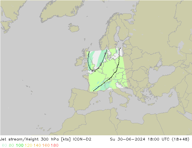 高速氣流 ICON-D2 星期日 30.06.2024 18 UTC