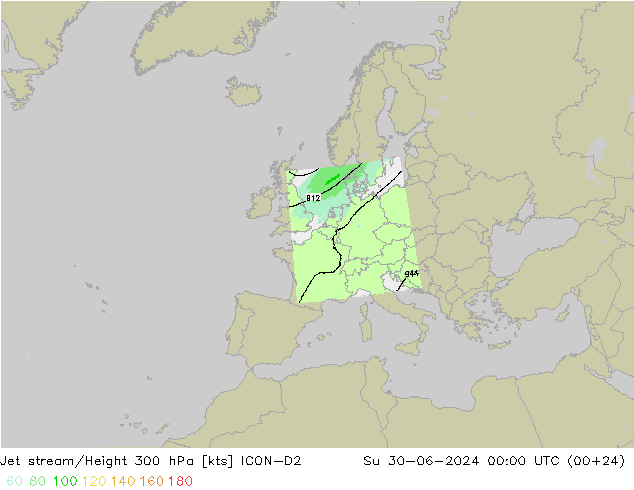 高速氣流 ICON-D2 星期日 30.06.2024 00 UTC